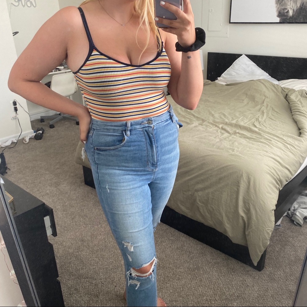 Retro Striped Body Suit